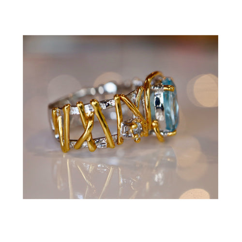 Blue Topaz & Sapphire Ring