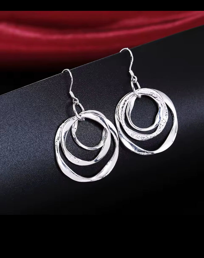 Sterling Silver 3 Circle Earrings