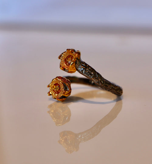 Orange Sapphire Adjustable Ring