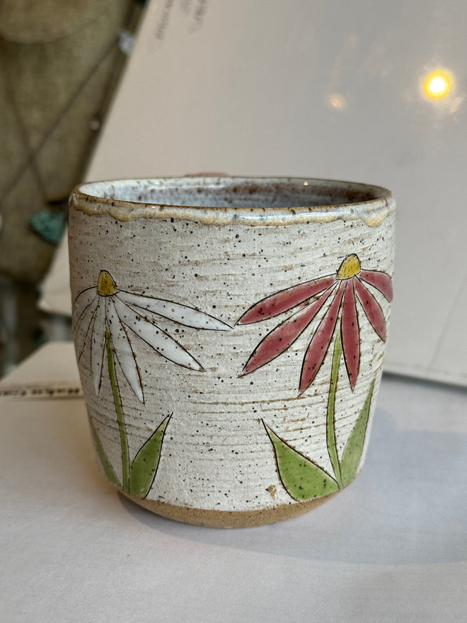 Pink & White Flower Handmade Ceramic Mug