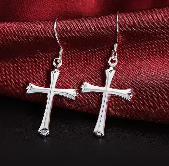 Sterling Silver Cross Earrings