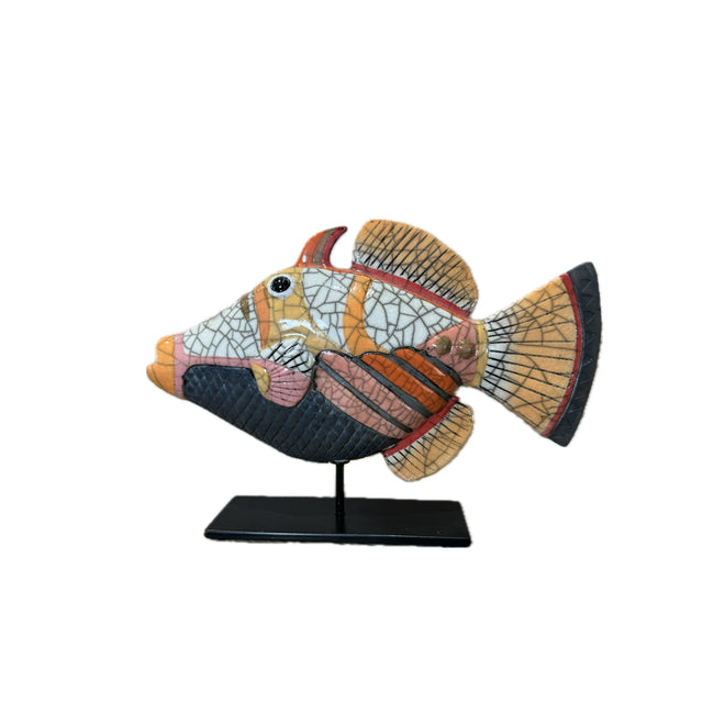 Orange Picasso Fish on Stand