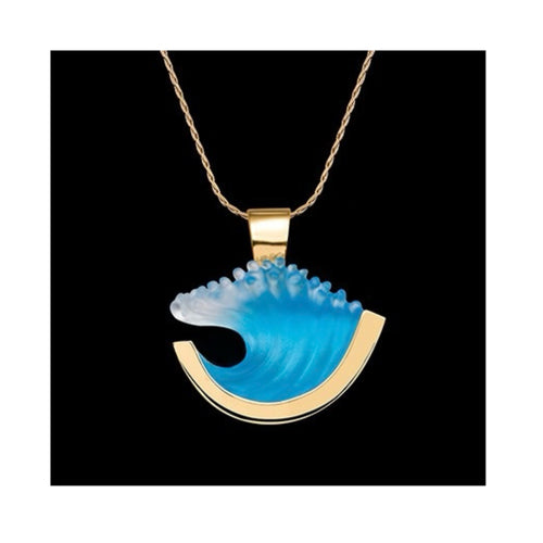 14KT Yellow Gold Small Glass Wave Pendent