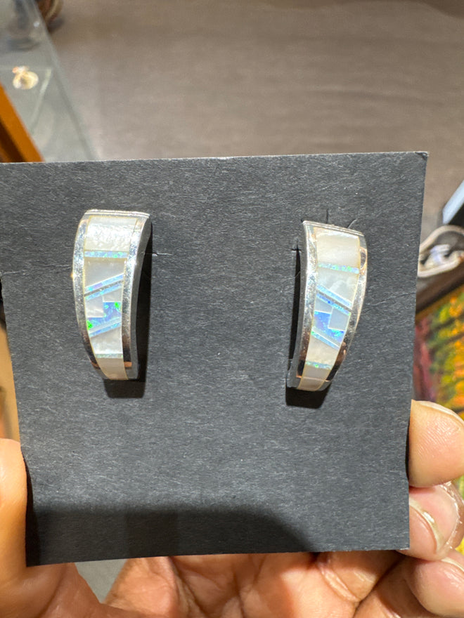 Mother of Pearl and Opal Earrings