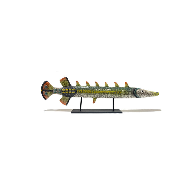 Ceramic Trumpet Fish on Stand (Green)