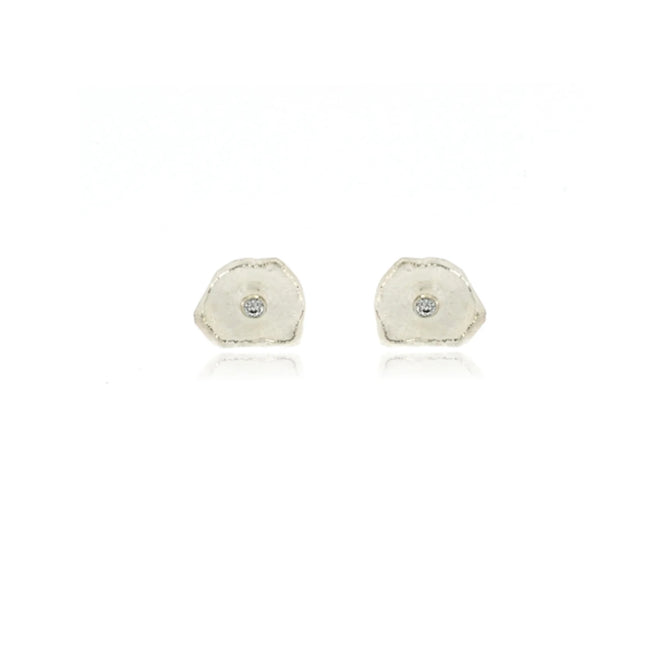 Clear CZ Petal Earrings - Sterling Silver (Small)
