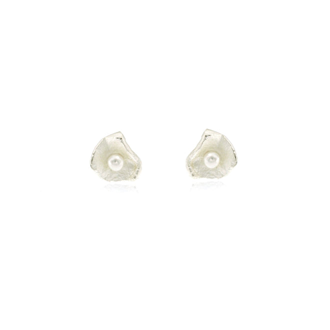 Pearl Petal Earrings - Sterling Silver (Small)