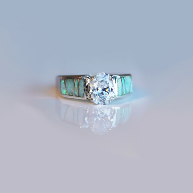 Amazonite & Opal Inlayed Ring
