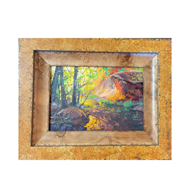 Autumn Light — West Fork, Sedona — Original Palette-Knife Oil, 7″×10″ (Russell Johnson)