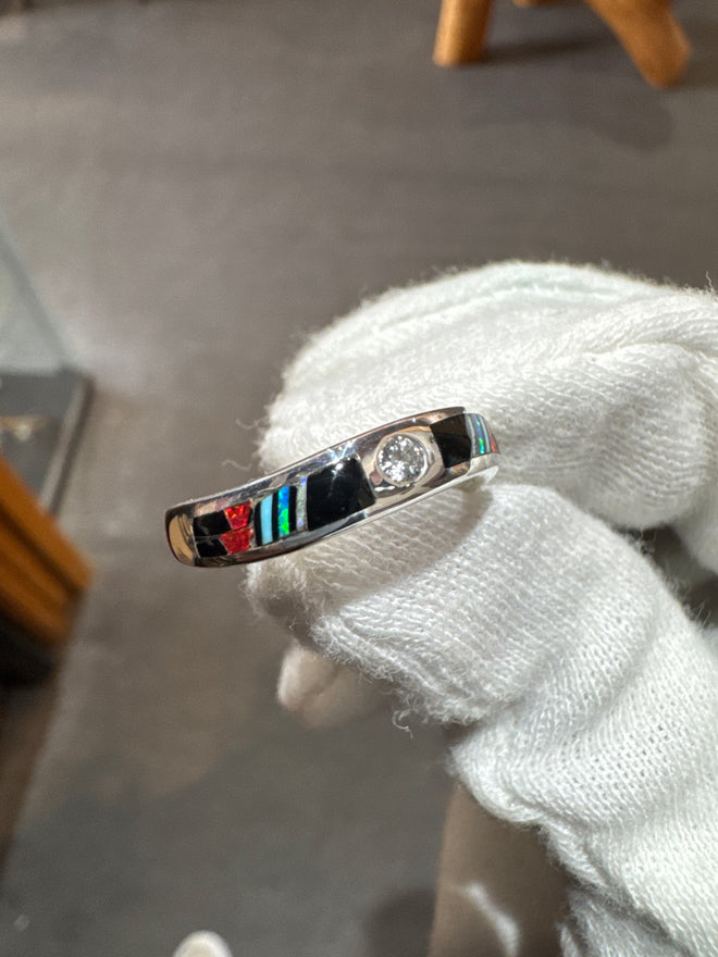 Fancy Red Moon - Navajo Stone Inlaid