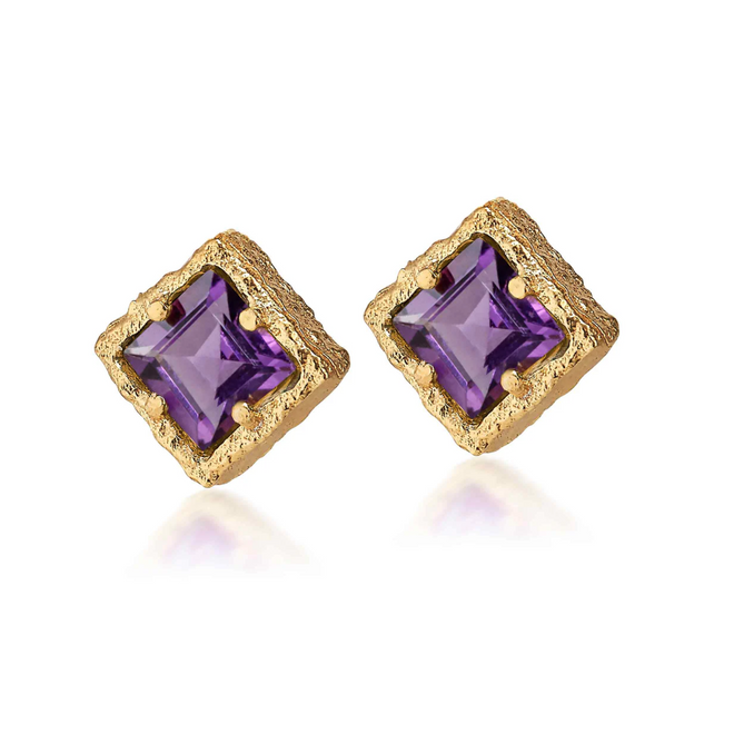 5mm Diamond-shaped Amethyst Studs Earrings