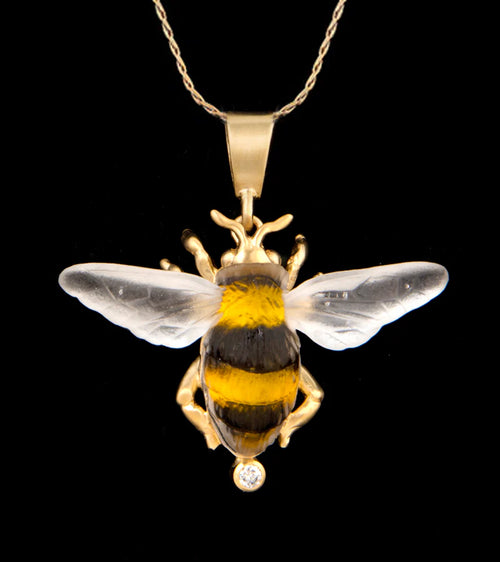 14KT Gold Glass Bee Pendent