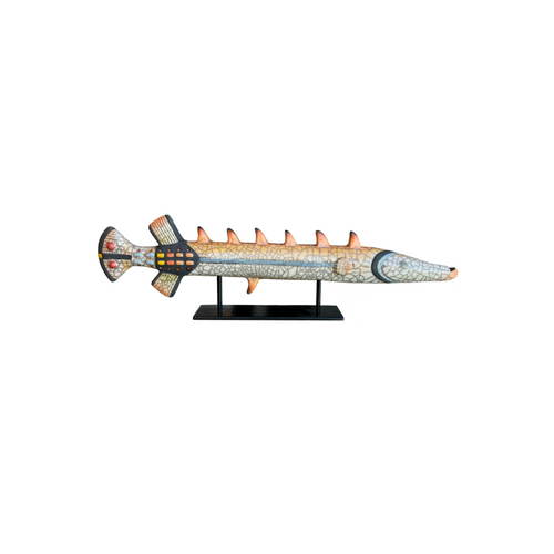 Ceramic Trumpet Fish on Stand (Orange)