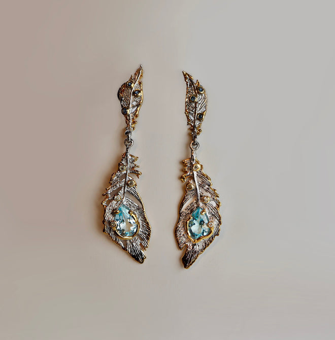 Blue Topaz & Sapphire Earrings