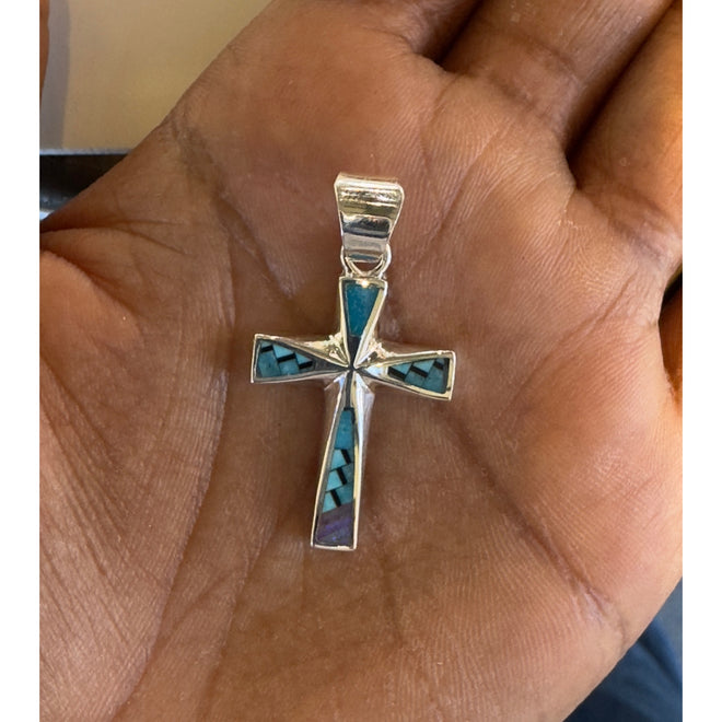 Stardust Cross Pendent - Navajo Inlaid