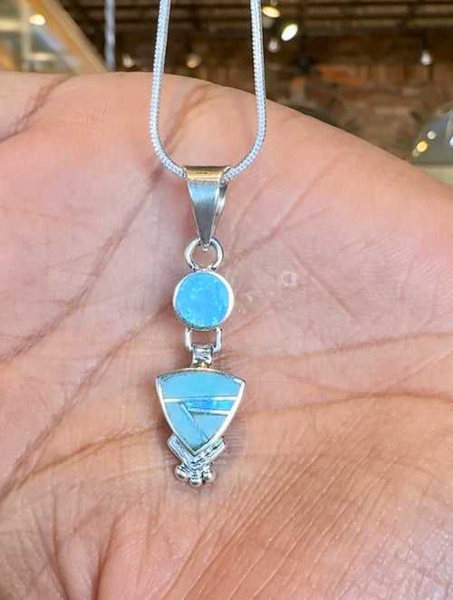 Opal & Amazonite Amazing Light Pendent - Navajo Stone Inlaid