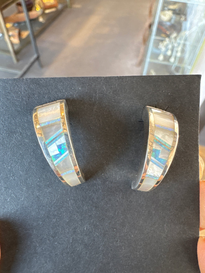 Mother of Pearl and Opal Earrings