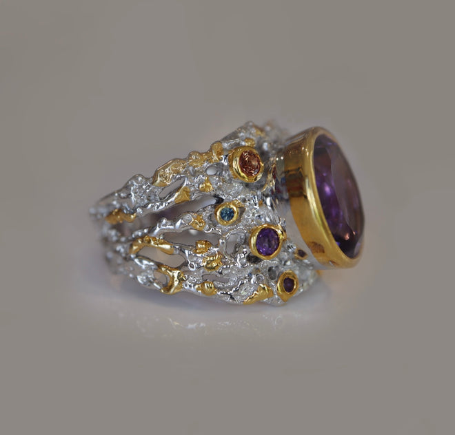 Oval Cut Amethyst and Sapphires