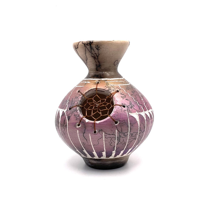 Navajo Carved Vase by Artist Dennison Billy 4"H x 3"W