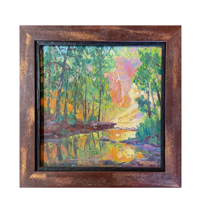Start of Autumn — West Fork, Sedona — Original Palette-Knife Oil, 12″×16″ (Russell Johnson)