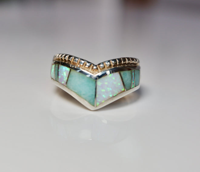 Amazonite & Opal Inlay Ring