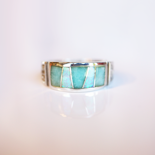 Opal & Amazonite Ring Band