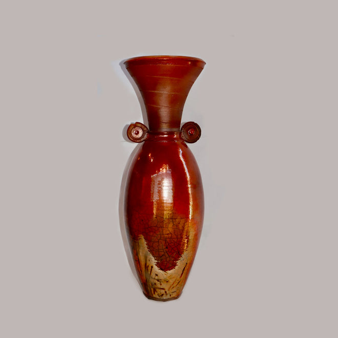 Raku Ferric Lidded Vase