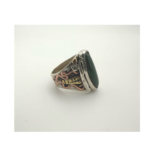 Mixed-Metal Malachite Statement Ring