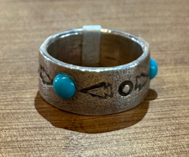Silver Ring Band with Sleeping Beauty Turquoise