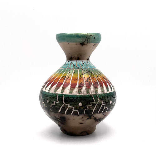 Navajo Carved Vase by Artist Marilyn Sam 4"H x 3"W