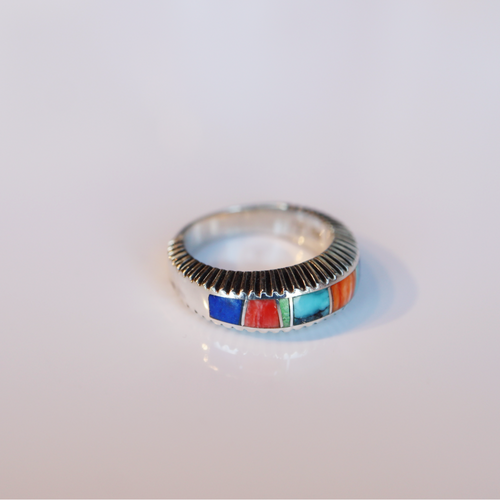 Indian Summer Ring Band - Navajo Stone Inlaid