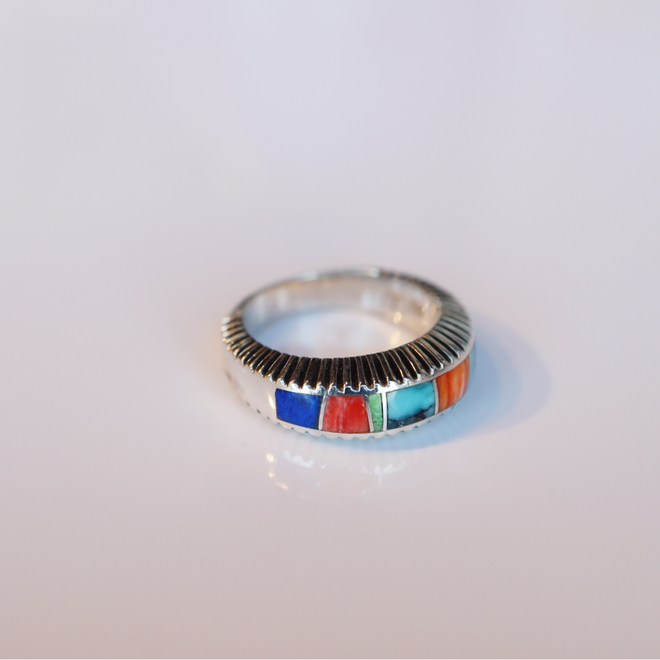 Indian Summer Ring Band - Navajo Stone Inlaid