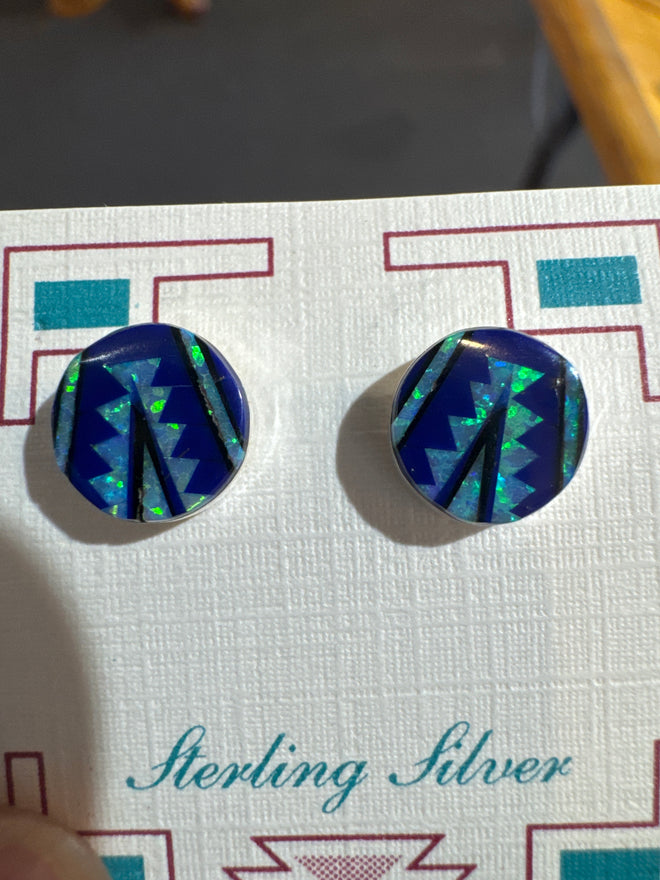 Lapis & Opal Post Earrings