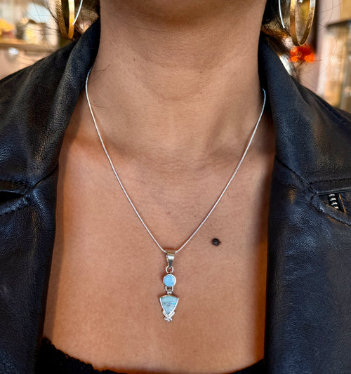 Opal & Amazonite Amazing Light Pendent - Navajo Stone Inlaid