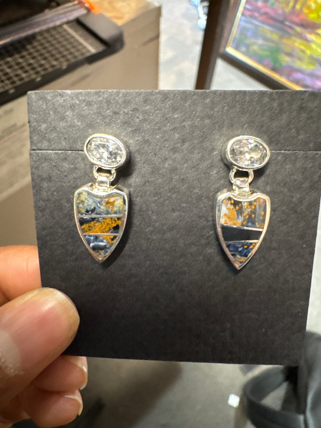 Pietersite Earrings - Navajo Inlaid