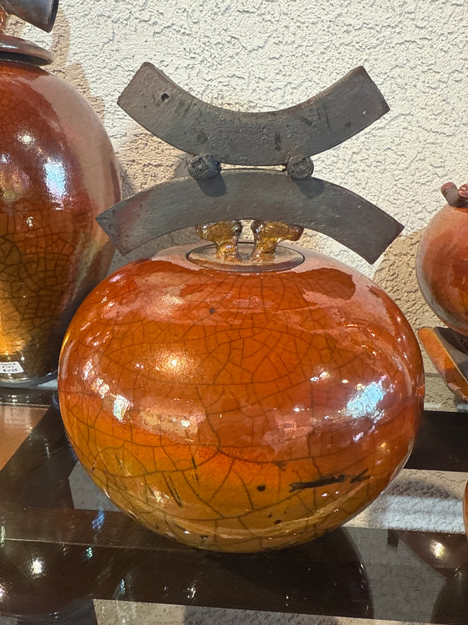Raku Ferric Lidded Vase