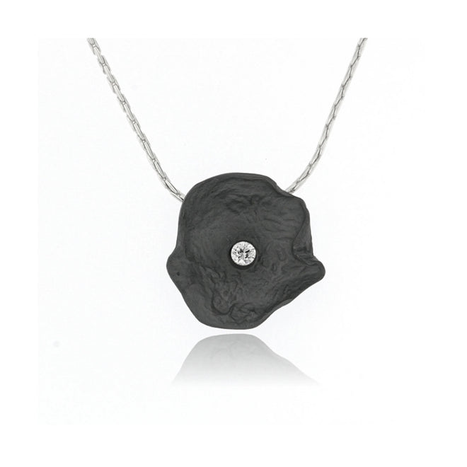 Sterling Silver Oxidized Shell Pendent with CZ