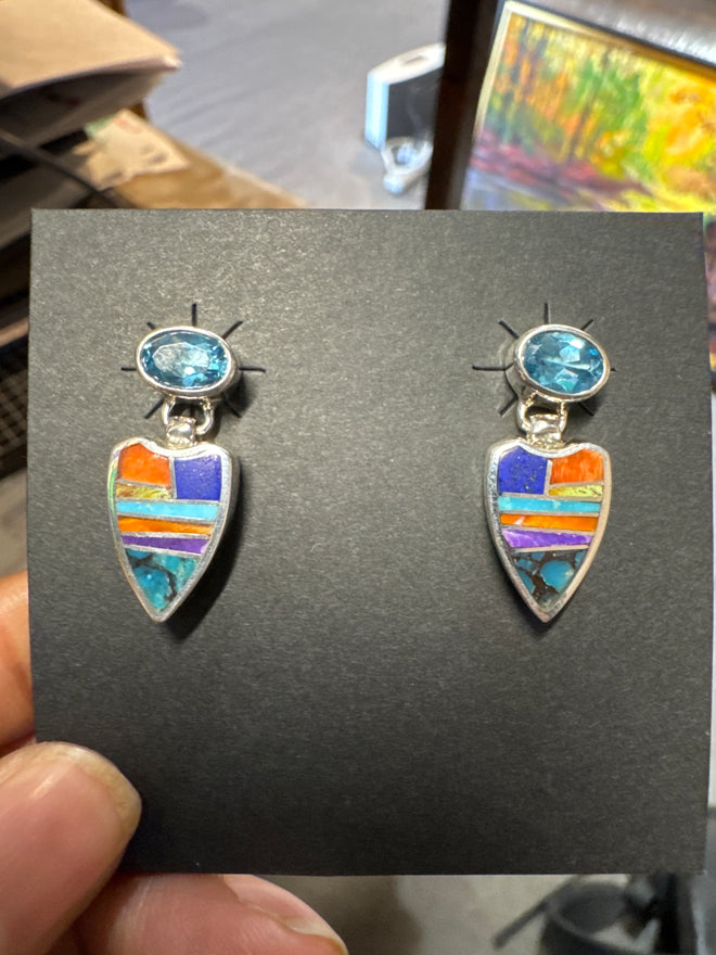 Indian Summer Earrings - Navajo Inlaid