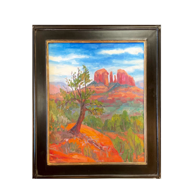 Sharing the View — Sedona — Original Palette-Knife Oil, 16″×20″ (Russell Johnson)