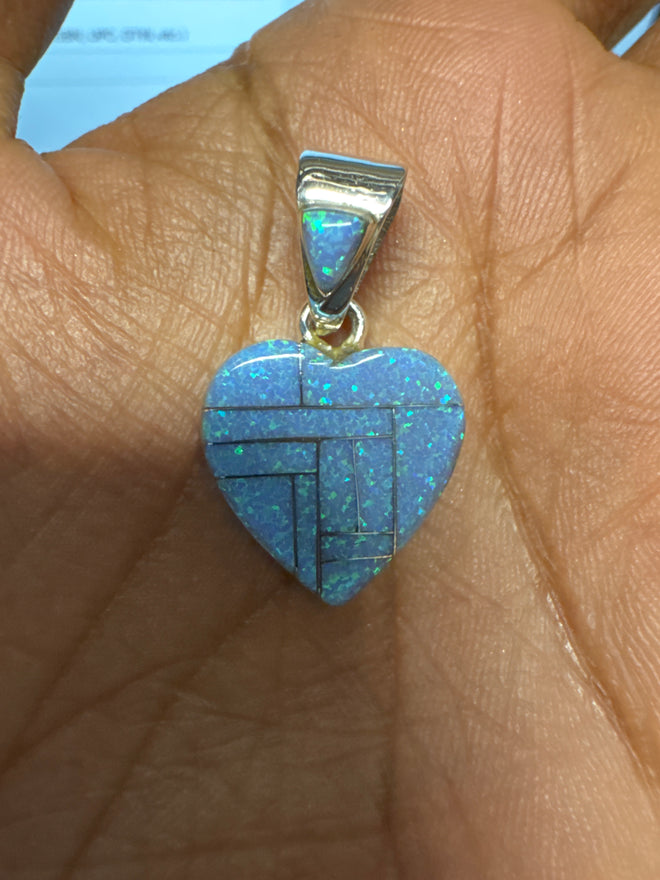 Blue Opal Heart Pendent