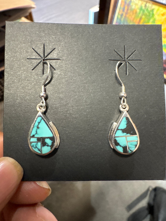 Nevada Turquoise Earrings - Navajo Inlaid