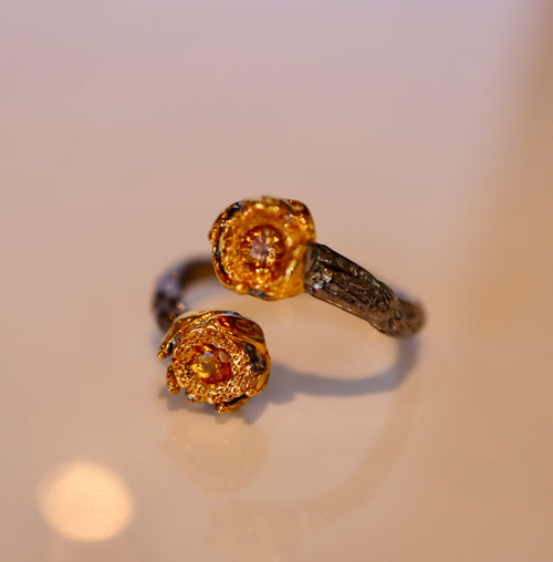 Orange Sapphire Adjustable Ring