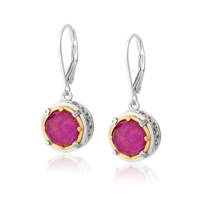 Round Ruby Doublet Earrings