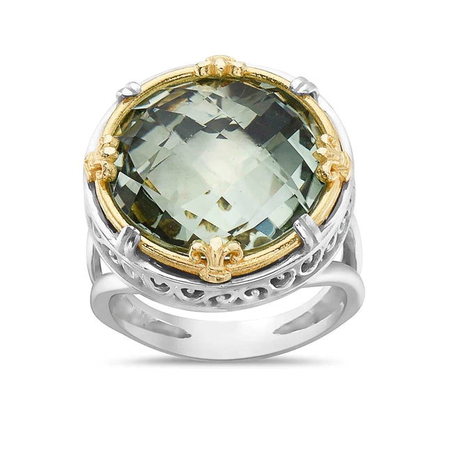 Statement Ring in Green Amethyst with 18k Gold Vermeil