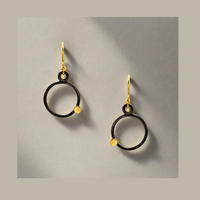 Oxidized Gold Dot Earrings