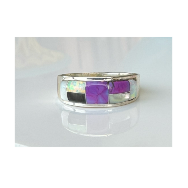 Sugilite, Opal, Onyx & Mother of Pearl Ring