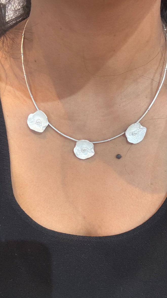 Sterling Silver 3 Petal Necklace (Large)