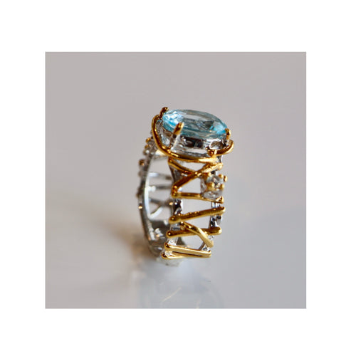 Blue Topaz & Sapphire Ring