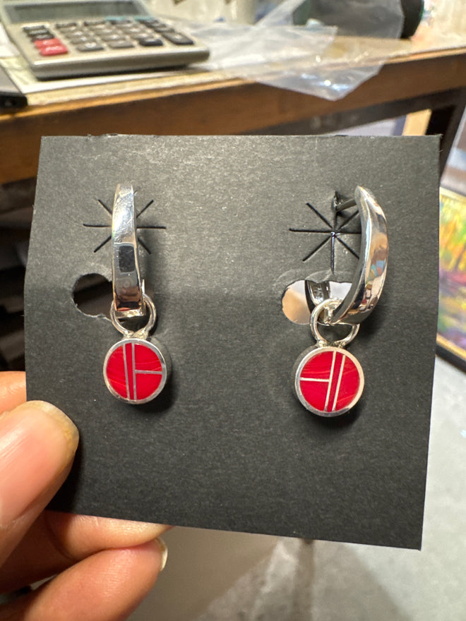 Rosalita Round Huggies Earrings - Navajo Inlaid