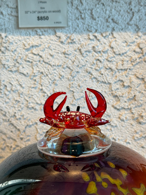 Glass Pot with Crab on Lid